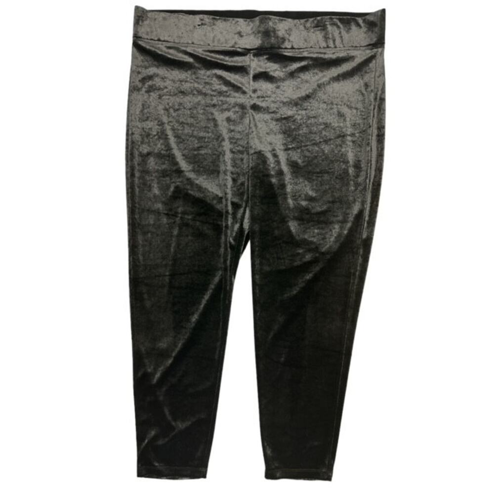 Soulmates Plus Pants 3X Black Velvet Stretch Elastic Wide Waist Straight 30"